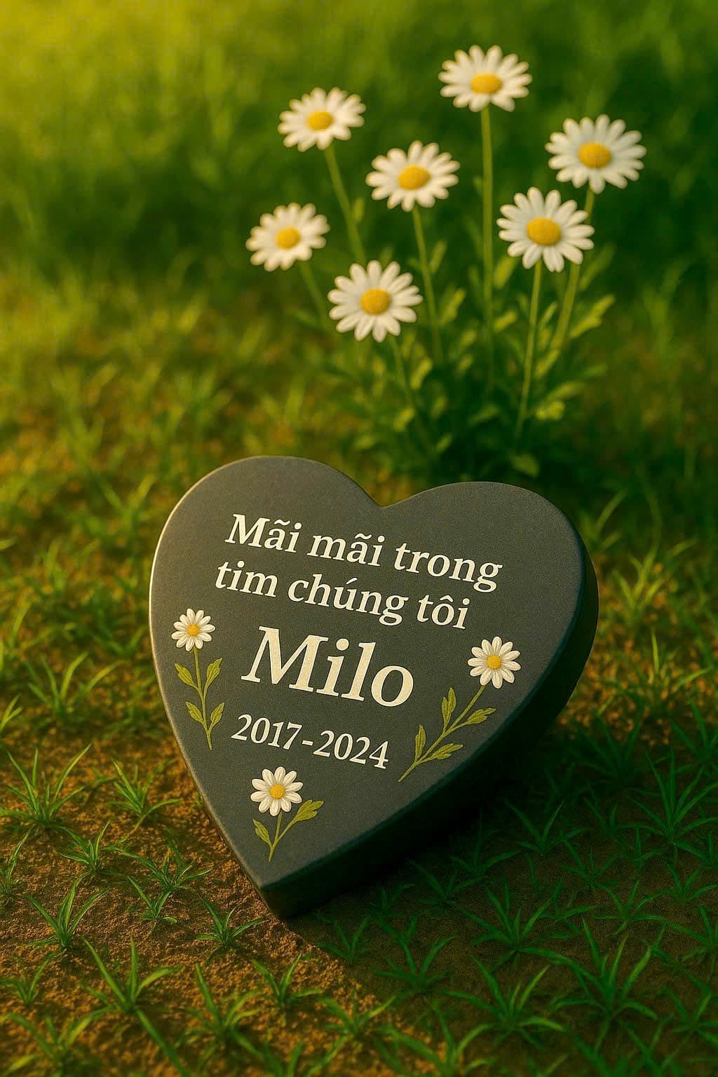 Bia mộ thú cưng hình trái tim - biểu tượng tình yêu vĩnh cửu cho thú cưng