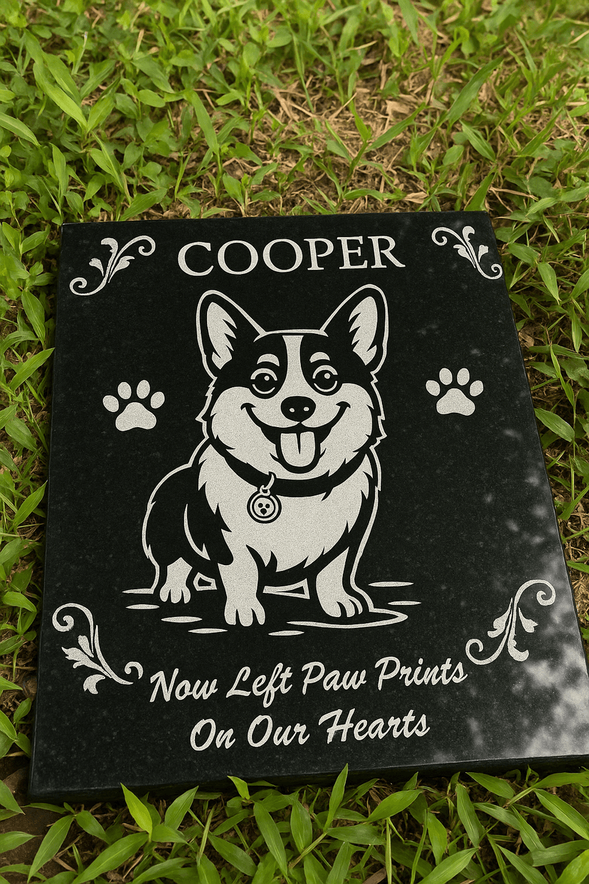 Bia tưởng niệm Bia tưởng niệm chó Corgi - khắc chân dung thú cưng sắc nét trên đá granite cao cấp